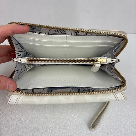 Vera Bradley Ultimate Wristlet Wallet Clutch White Oyster Leather Diamond Print - Picture 8 of 15